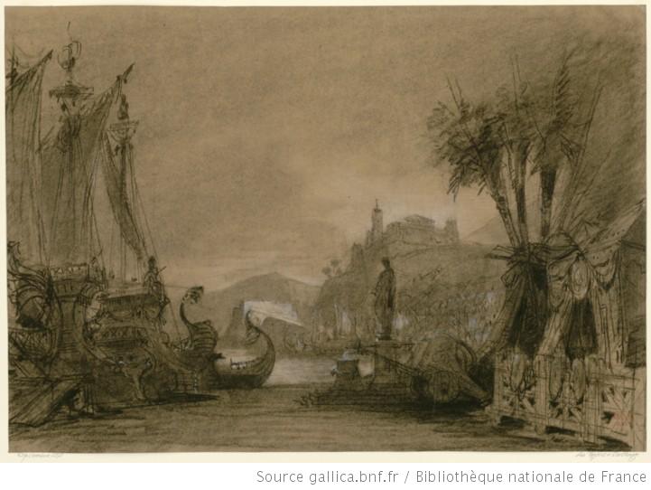 Les Troyens à Carthage - Acte III - esquisse de décor - la flotte troyenne au port 1