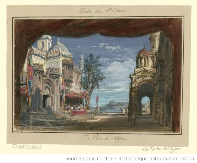 Act IV - esquisse de décor - la grande place de Nicosie