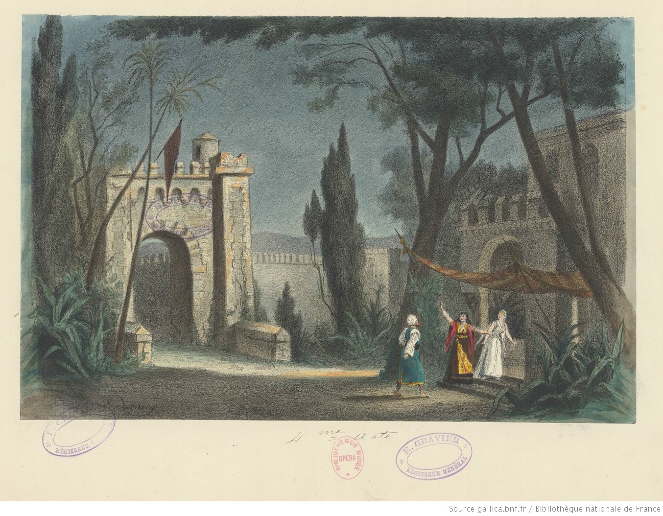 acte 4, le jardin du palais de Ben Saïd, d'après le décor de Chaperon